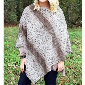 Seeing Spots Faux Fur Poncho - Taupe